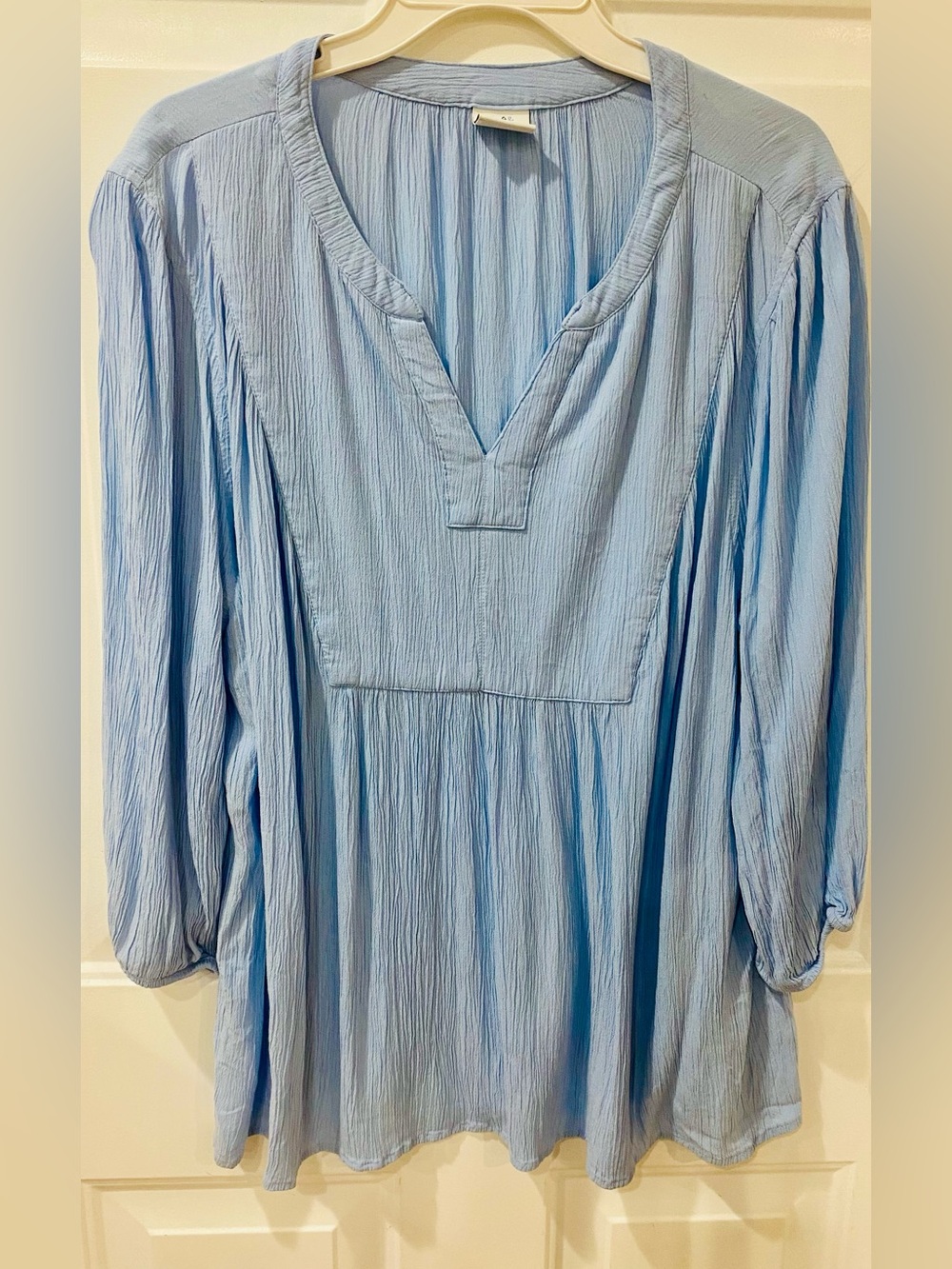 croft & barrow Light Blue V-Neck Peasant Tunic